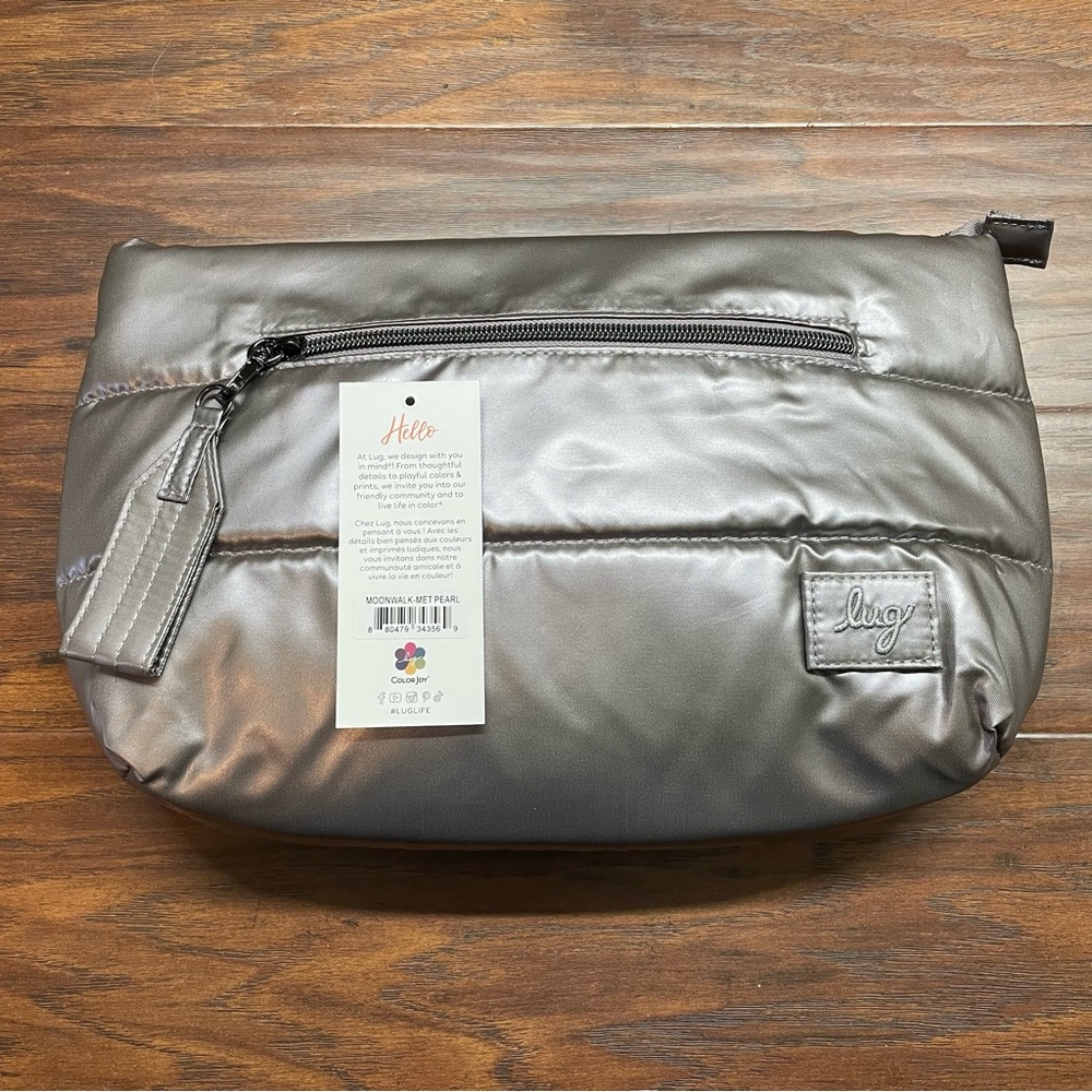 NWT Lug Moonwalk Metallic Pearl | Silver Crossbody Bag | RFID Protected